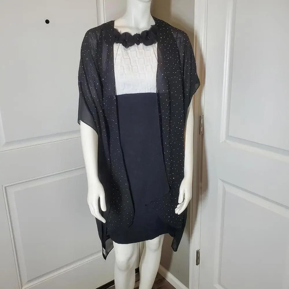 Jessica Mcclintock Vintage Black Silver Studded Kimono - Picture 3 of 16